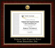 National Anti-Organized Retail Crime Association, Inc. Gold Engraved Medallion Certificate Frame in Murano