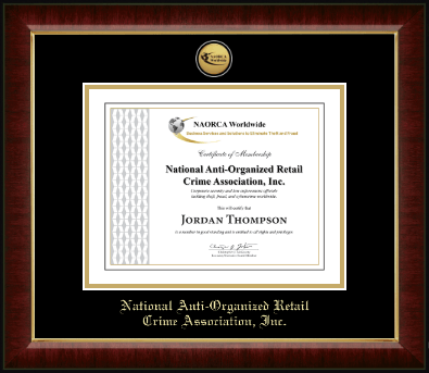 National Anti-Organized Retail Crime Association, Inc. certificate frame - Gold Engraved Medallion Certificate Frame in Murano