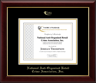 National Anti-Organized Retail Crime Association, Inc. certificate frame - Gold Embossed Certificate Frame in Gallery
