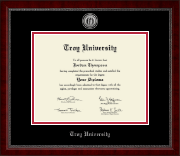 Troy University Silver Engraved Medallion Diploma Frame in Sutton