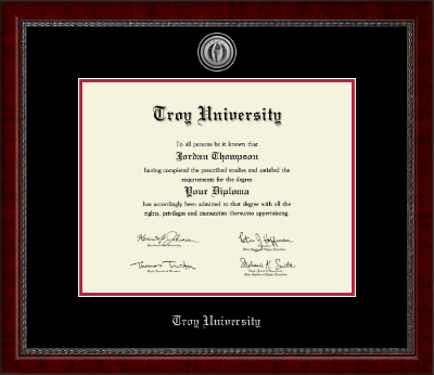 Troy University diploma frame - Silver Engraved Medallion Diploma Frame in Sutton
