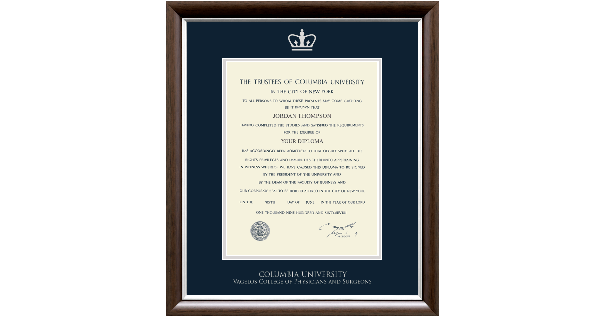 Silver Embossed Diploma Frame in Devonshire Columbia University Item