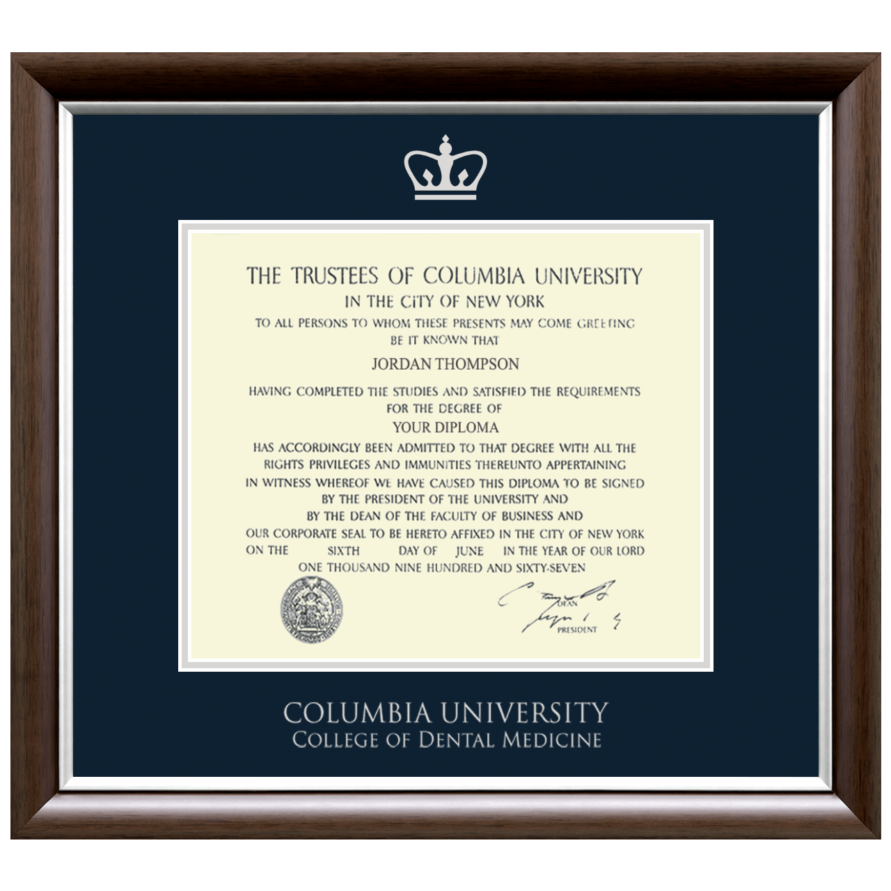Silver Embossed Diploma Frame in Devonshire Columbia University Item