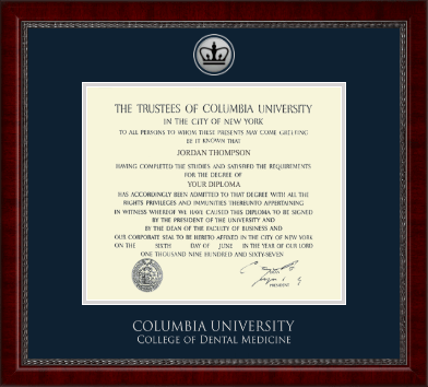 Columbia University diploma frame - Silver Engraved Medallion Diploma Frame in Sutton