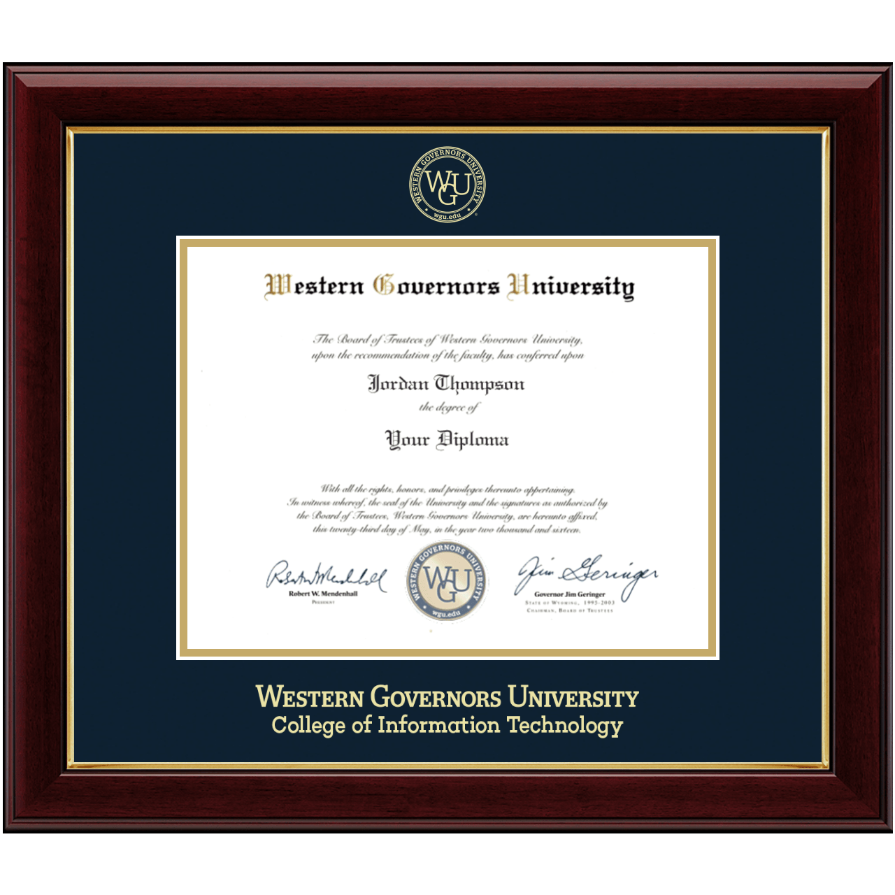 Gold Embossed Diploma Frame in Gallery Western Governors University