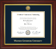 Western Governors University Gold Engraved Medallion Diploma Frame in Redding