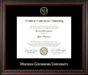 Western Governors University Gold Embossed Diploma Frame in Studio