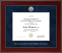 American Institute of Certified Public Accountants Presidential Silver Engraved Certificate Frame in Jefferson