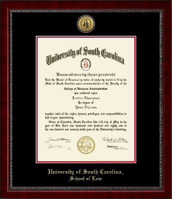 University of South Carolina School of Law diploma frame - Gold Engraved Medallion Diploma Frame in Sutton