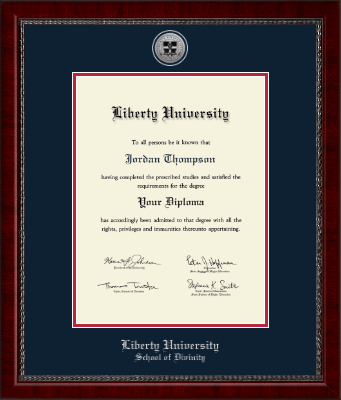 Liberty University diploma frame - Silver Engraved Medallion Diploma Frame in Sutton