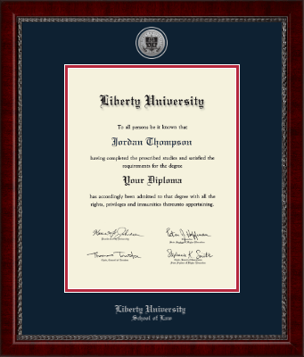 Liberty University diploma frame - Silver Engraved Medallion Diploma Frame in Sutton