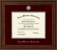 Texas Woman's University diploma frame - Presidential Silver Engraved Diploma Frame in Madison
