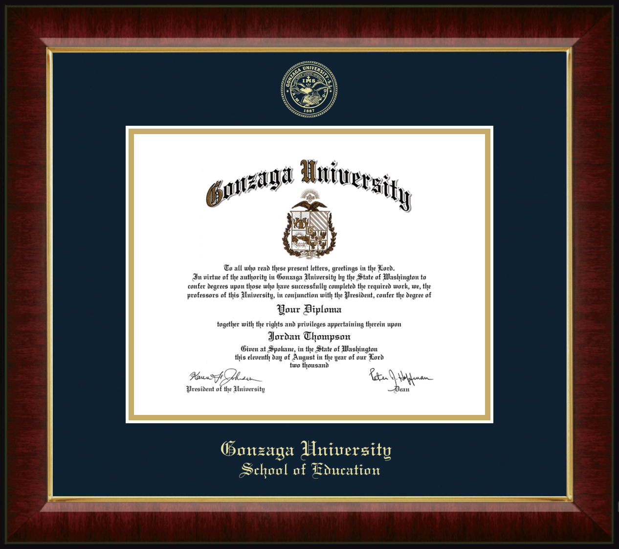Gonzaga University Gold Embossed Diploma Frame In Murano Item 320326 Ged From Zag Shop