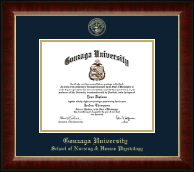 Gonzaga University Gold Embossed Diploma Frame in Murano