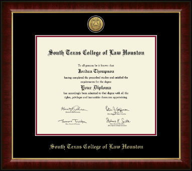 South Texas College of Law Houston diploma frame - Gold Engraved Medallion Diploma Frame in Murano