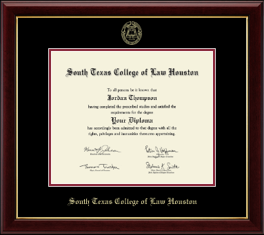 South Texas College of Law Houston diploma frame - Gold Embossed Diploma Frame in Gallery