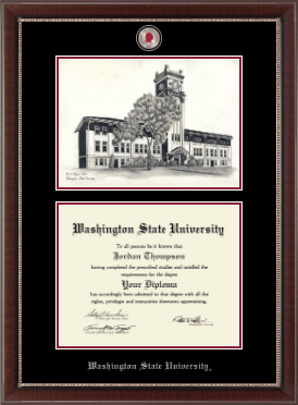 Washington State University diploma frame - Campus Scene Masterpiece Diploma Frame in Chateau