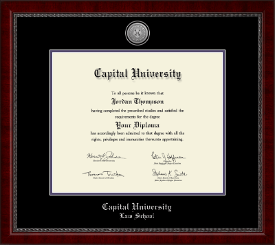 Capital University Law School diploma frame - Silver Engraved Medallion Diploma Frame in Sutton