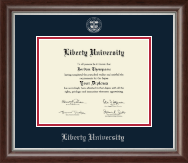 Liberty University Silver Embossed Diploma Frame in Devonshire