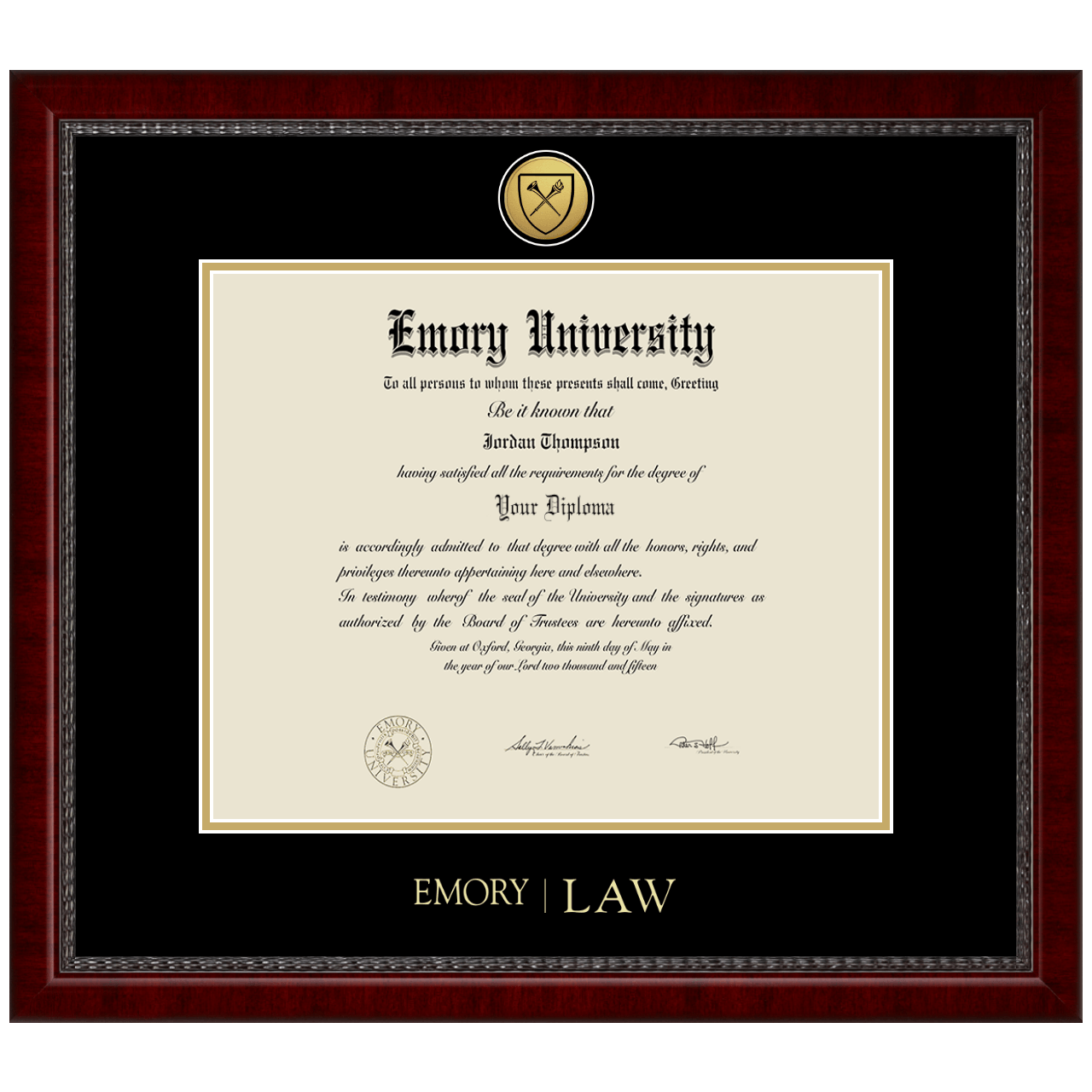 Gold Engraved Medallion Diploma Frame in Sutton Emory University Item