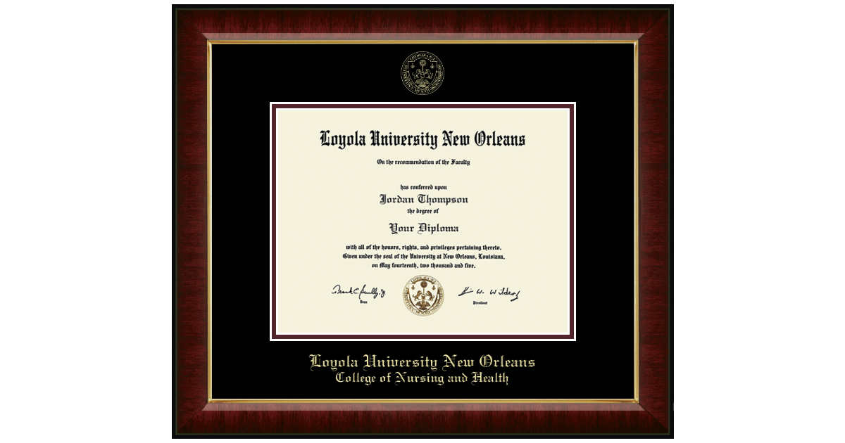 Gold Embossed Diploma Frame in Murano Loyola University New Orleans ...