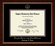 Loyola University New Orleans Gold Embossed Diploma Frame in Murano