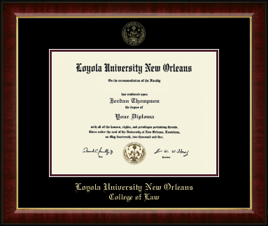 Loyola University New Orleans diploma frame - Gold Embossed Diploma Frame in Murano