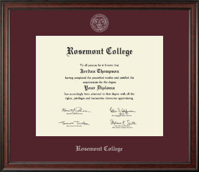 Rosemont College diploma frame - Silver Embossed Diploma Frame in Studio