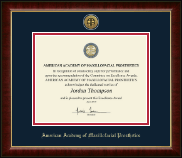 American Academy of Maxillofacial Prosthetics Gold Engraved Medallion Certificate Frame in Murano