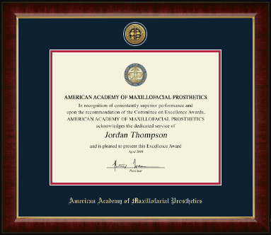 American Academy of Maxillofacial Prosthetics certificate frame - Gold Engraved Medallion Certificate Frame in Murano