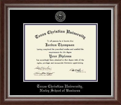 Texas Christian University diploma frame - Silver Embossed Diploma Frame in Devonshire