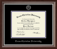 Texas Christian University Silver Embossed Diploma Frame in Devonshire