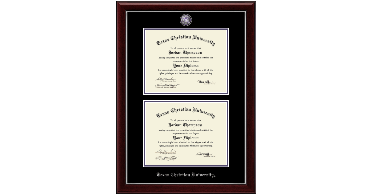 TCU - Masterpiece Medallion Double Diploma Frame in Gallery Silver