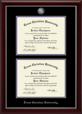 Texas Christian University diploma frame - Masterpiece Medallion Double Diploma Frame in Gallery Silver
