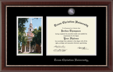 Texas Christian University diploma frame - Campus Scene Masterpiece Diploma Frame in Chateau
