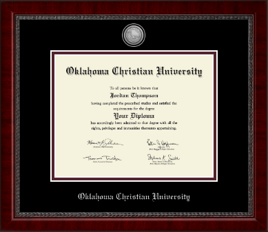 Oklahoma Christian University diploma frame - Silver Engraved Medallion Diploma Frame in Sutton