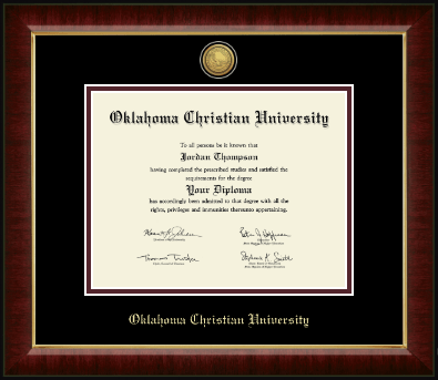 Oklahoma Christian University diploma frame - Gold Engraved Medallion Diploma Frame in Murano