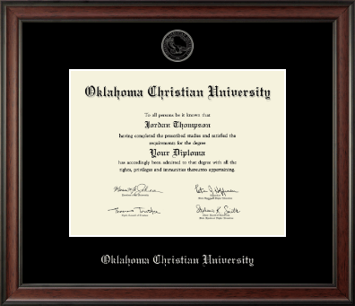 Oklahoma Christian University diploma frame - Silver Embossed Diploma Frame in Studio
