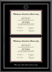 Oklahoma Christian University Double Diploma Frame in Onyx Silver