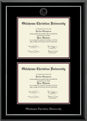 Oklahoma Christian University diploma frame - Double Diploma Frame in Onyx Silver