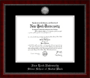 New York University Silver Engraved Medallion Diploma Frame in Sutton