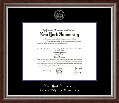 New York University diploma frame - Silver Embossed Diploma Frame in Devonshire
