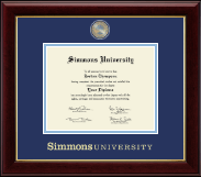 Simmons University Masterpiece Medallion Diploma Frame in Gallery