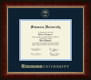 Simmons University Gold Embossed Diploma Frame in Murano