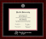Pacific University Silver Engraved Medallion Diploma Frame in Sutton