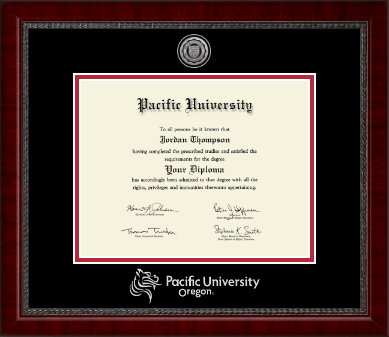 Pacific University diploma frame - Silver Engraved Medallion Diploma Frame in Sutton