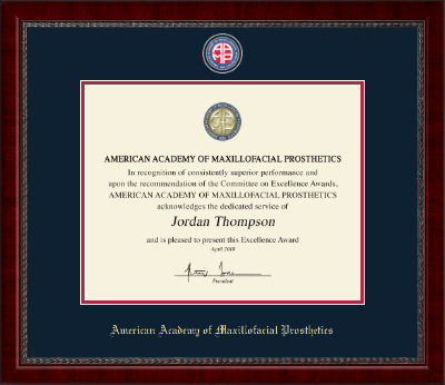 American Academy of Maxillofacial Prosthetics certificate frame - Masterpiece Medallion Certificate Frame in Sutton