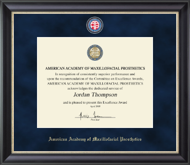 American Academy of Maxillofacial Prosthetics certificate frame - Regal Edition Certificate Frame in Noir