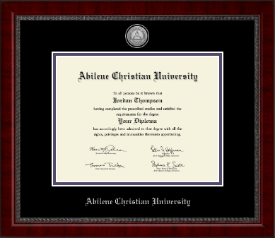 Abilene Christian University diploma frame - Silver Engraved Medallion Diploma Frame in Sutton