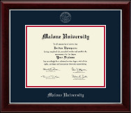 Malone University Silver Embossed Diploma Frame in Gallery Silver